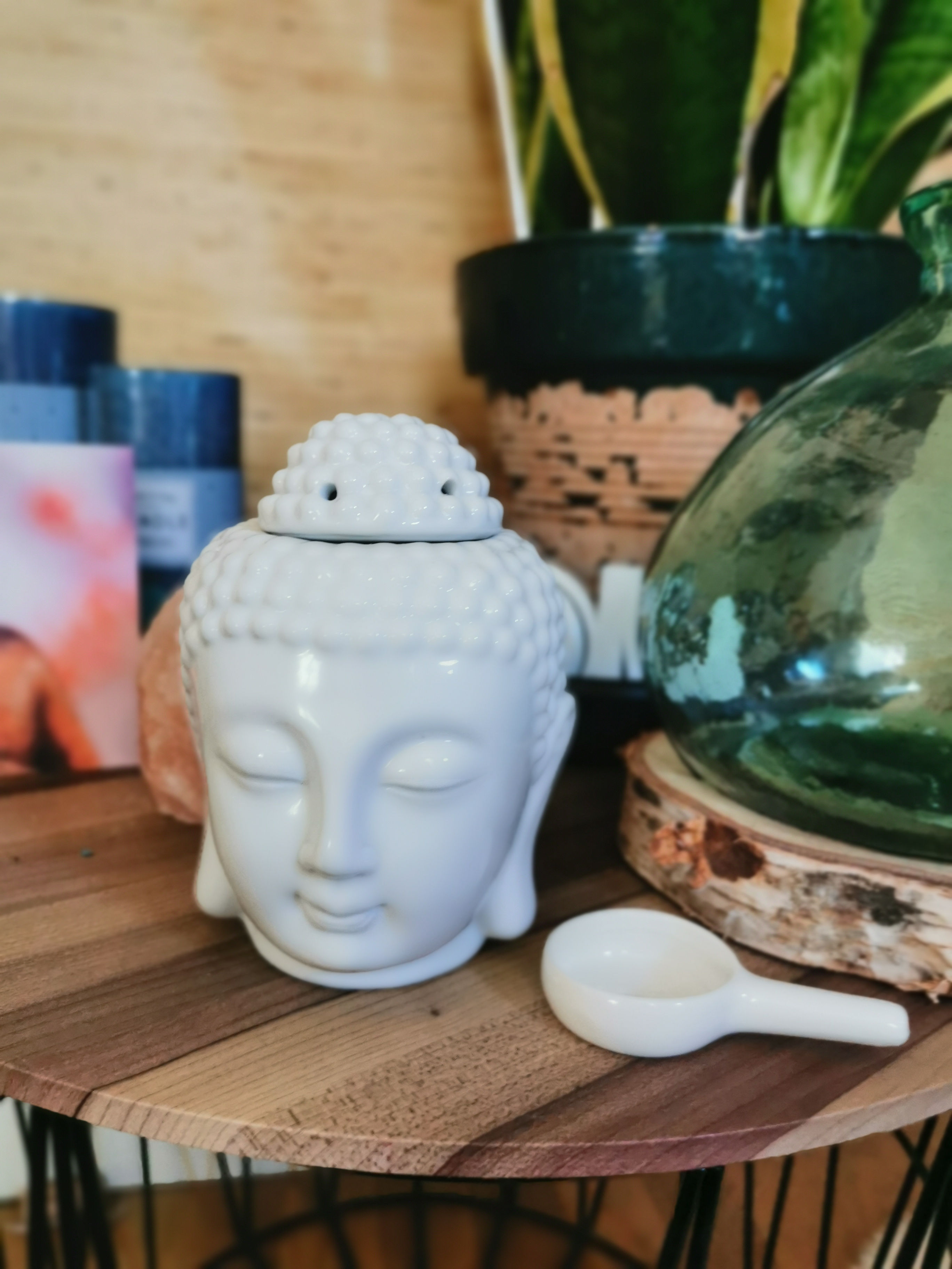 Brûle parfums "Tête de Bouddha - Blanc" (grand modèle)