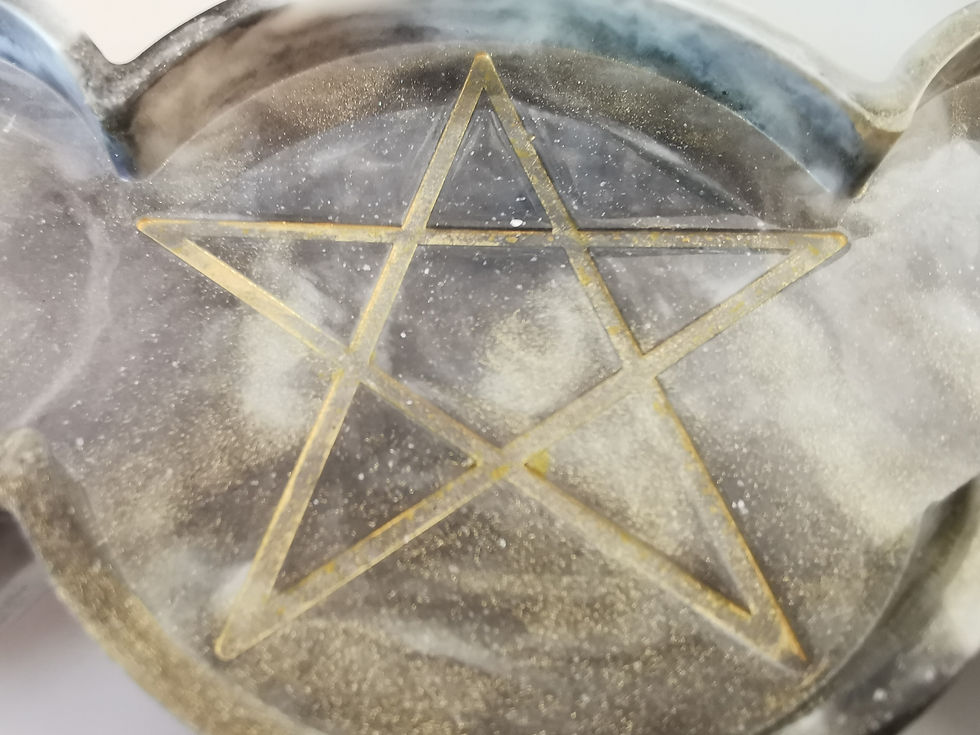 Miniature : Plateau, Bougeoir "Triple Lune et pentagramme"