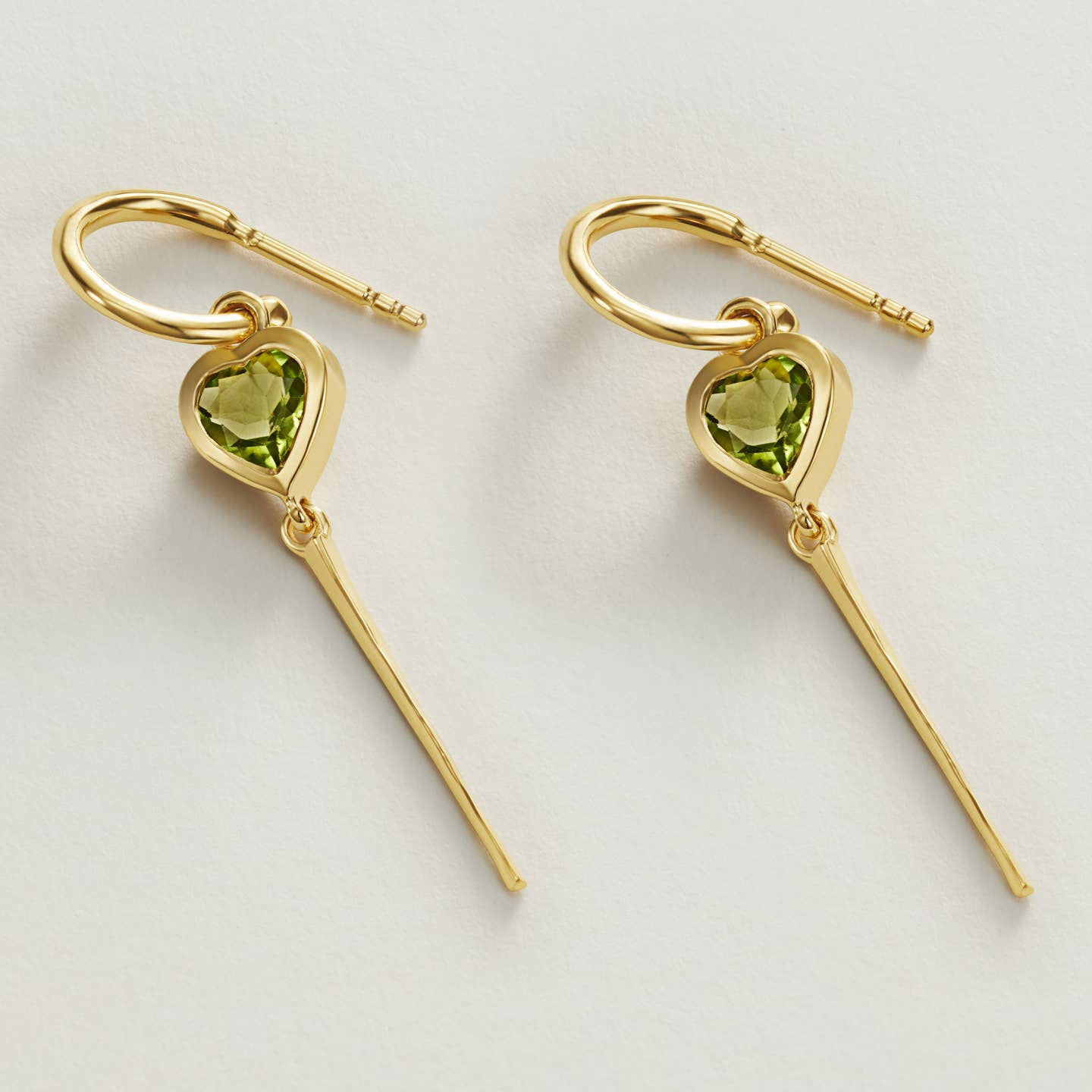 Peridot Heart Drop Earrings