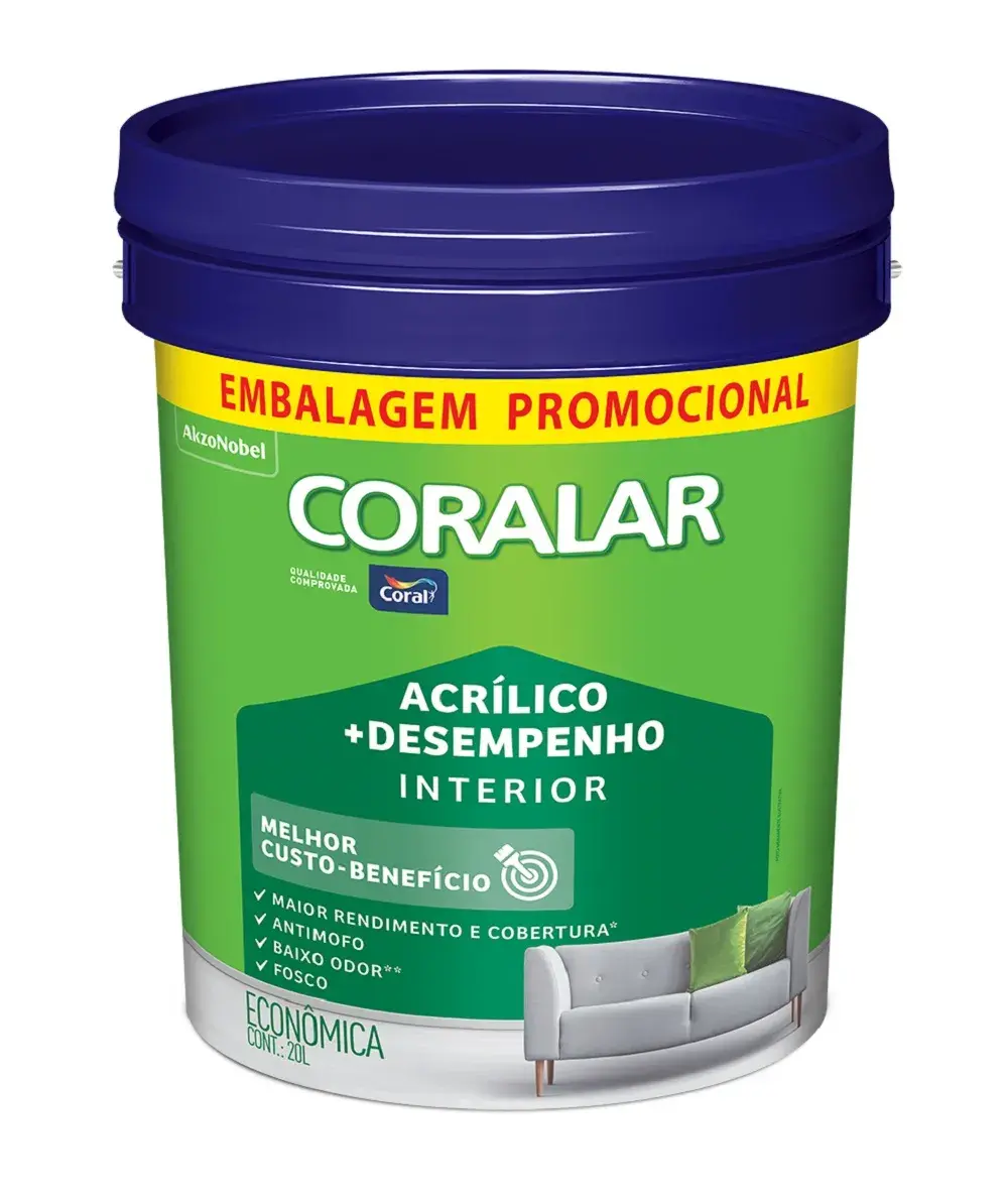 Tinta Acrílica Coralar Mais Desempenho Branco Balde 20L Coral