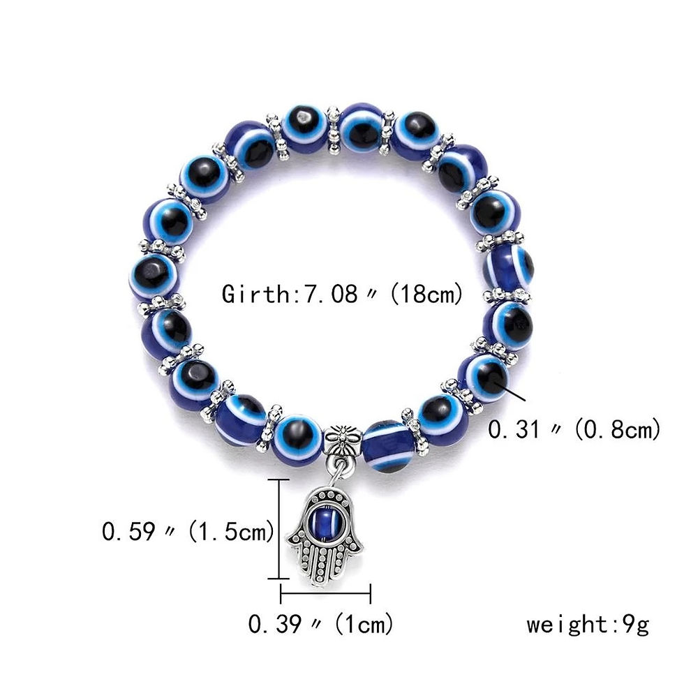 Miniatura: Evil Eye Beaded Stretch Bracelet with Hamsa Hand