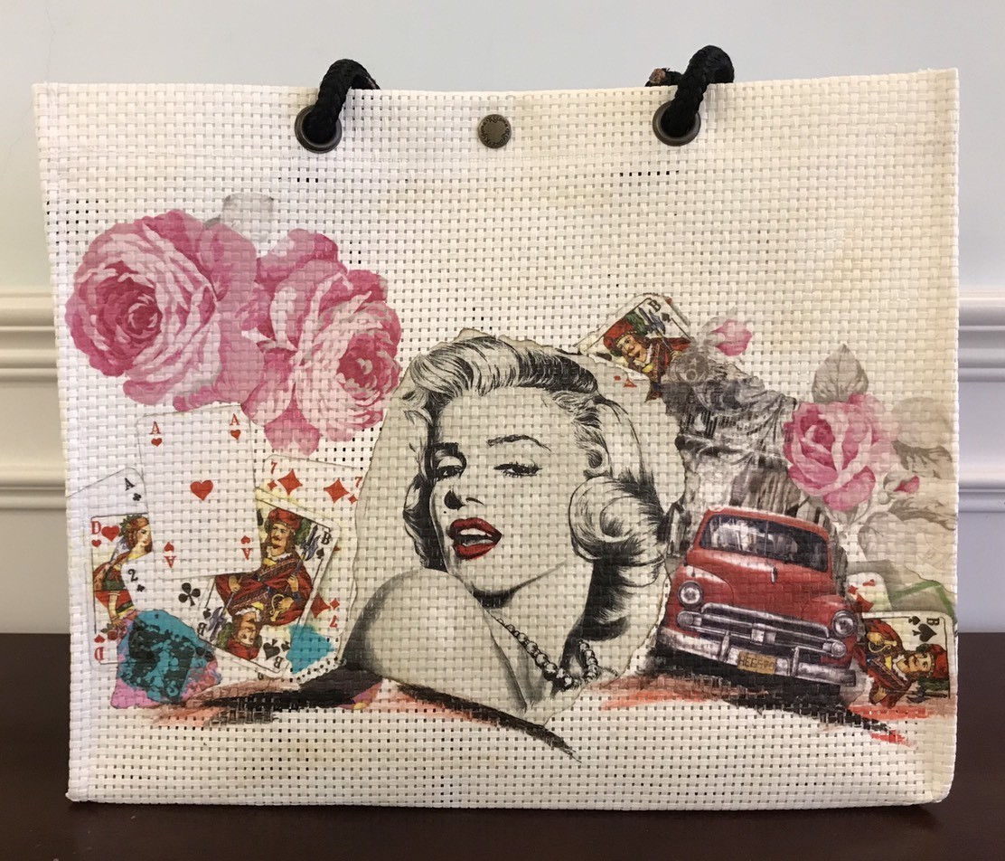 拼貼手工製品 (蝶谷巴特成品) - 編織托特袋