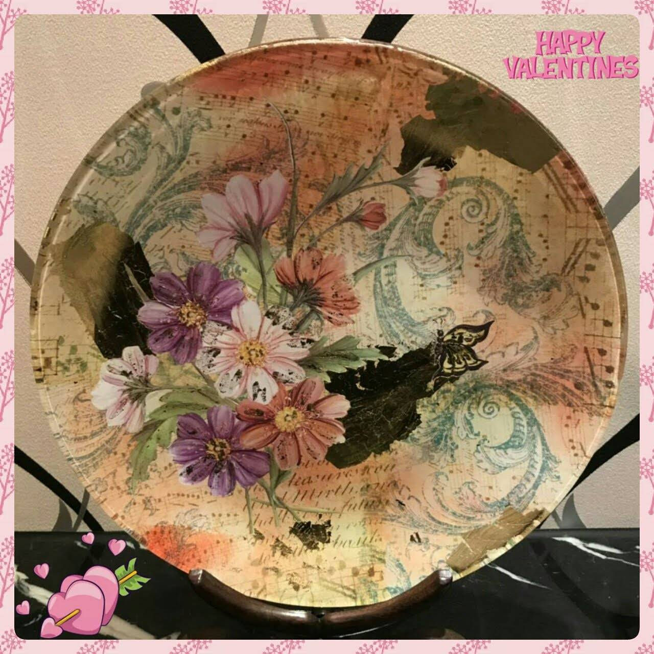 拼貼手工製品 (蝶谷巴特成品) - 個性盤(含金箔或金粉)