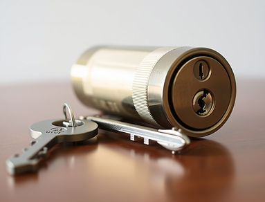 lock cylinder sitting on a table with the key pins out.jpg