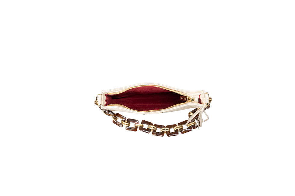Thumbnail: Shoulder Clutch (Cream w/ Brown Chain)
