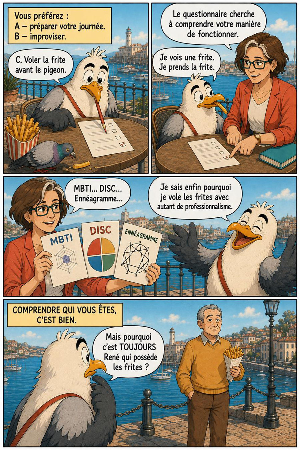 Gégé passe un test de personnalité MBTI, DISC et Ennéagramme avec sa coach