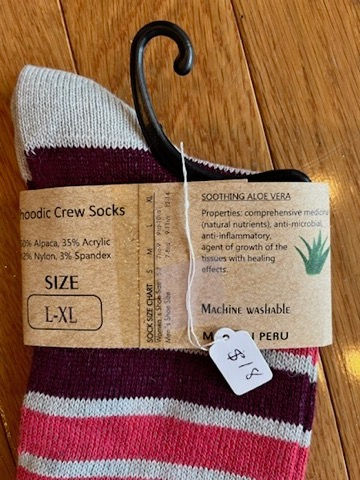 Thumbnail: Schoodic Striped Alpaca Crew Socks detail