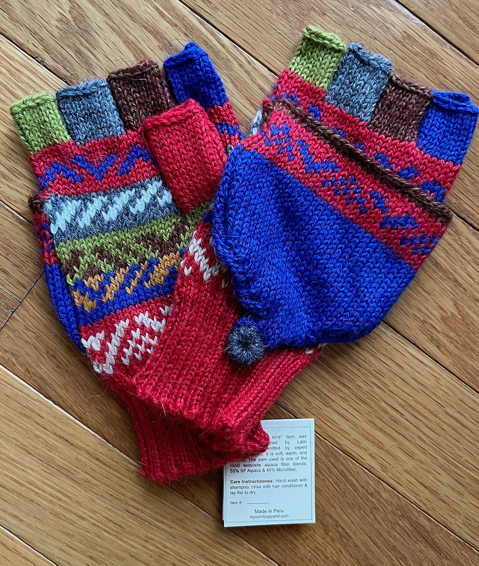 Kid's Colorful Geometric Alpaca Glittens