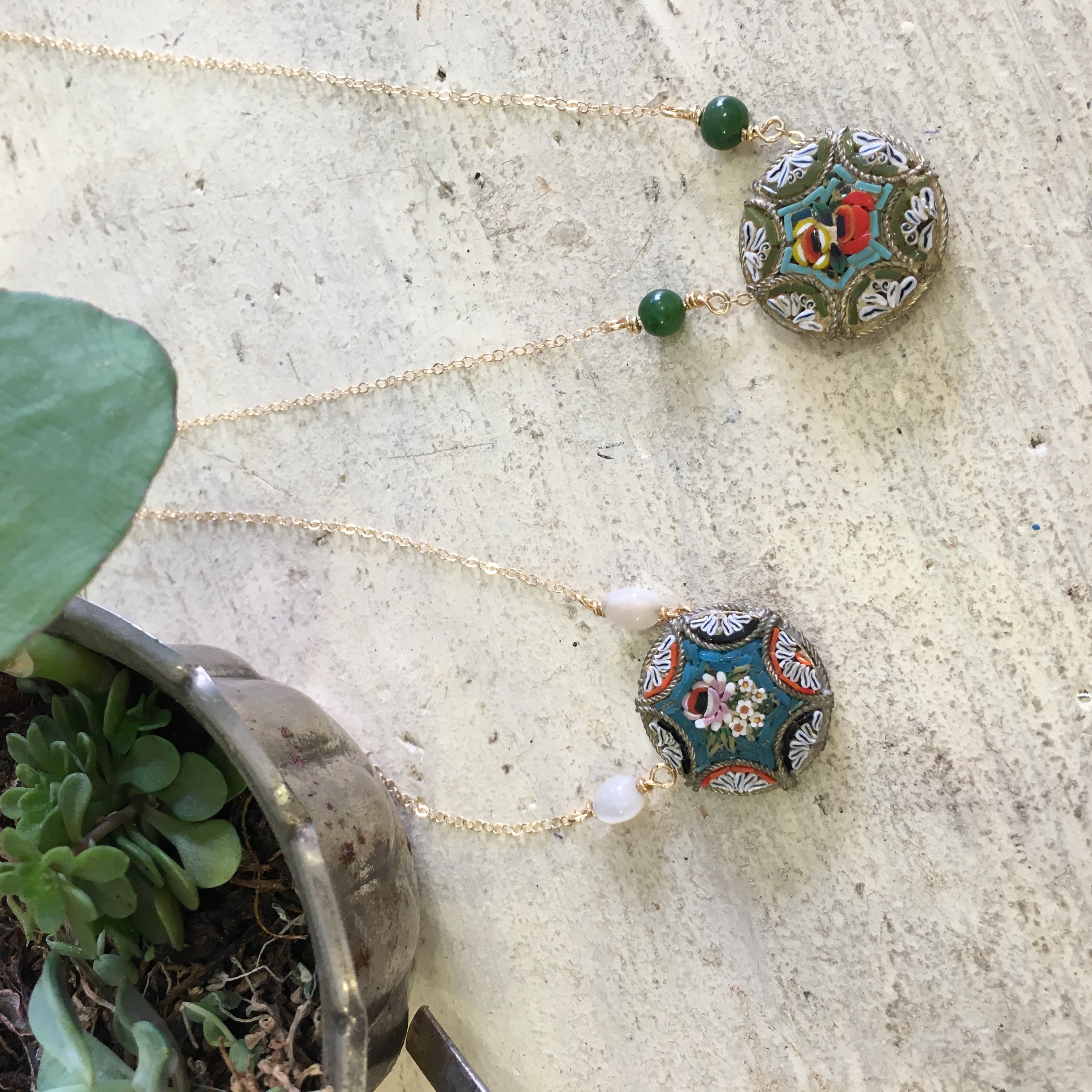 1950's handmade mosaic neckalces
