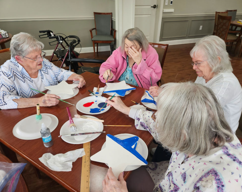 Group of people doing Independence Day Themed Crafts