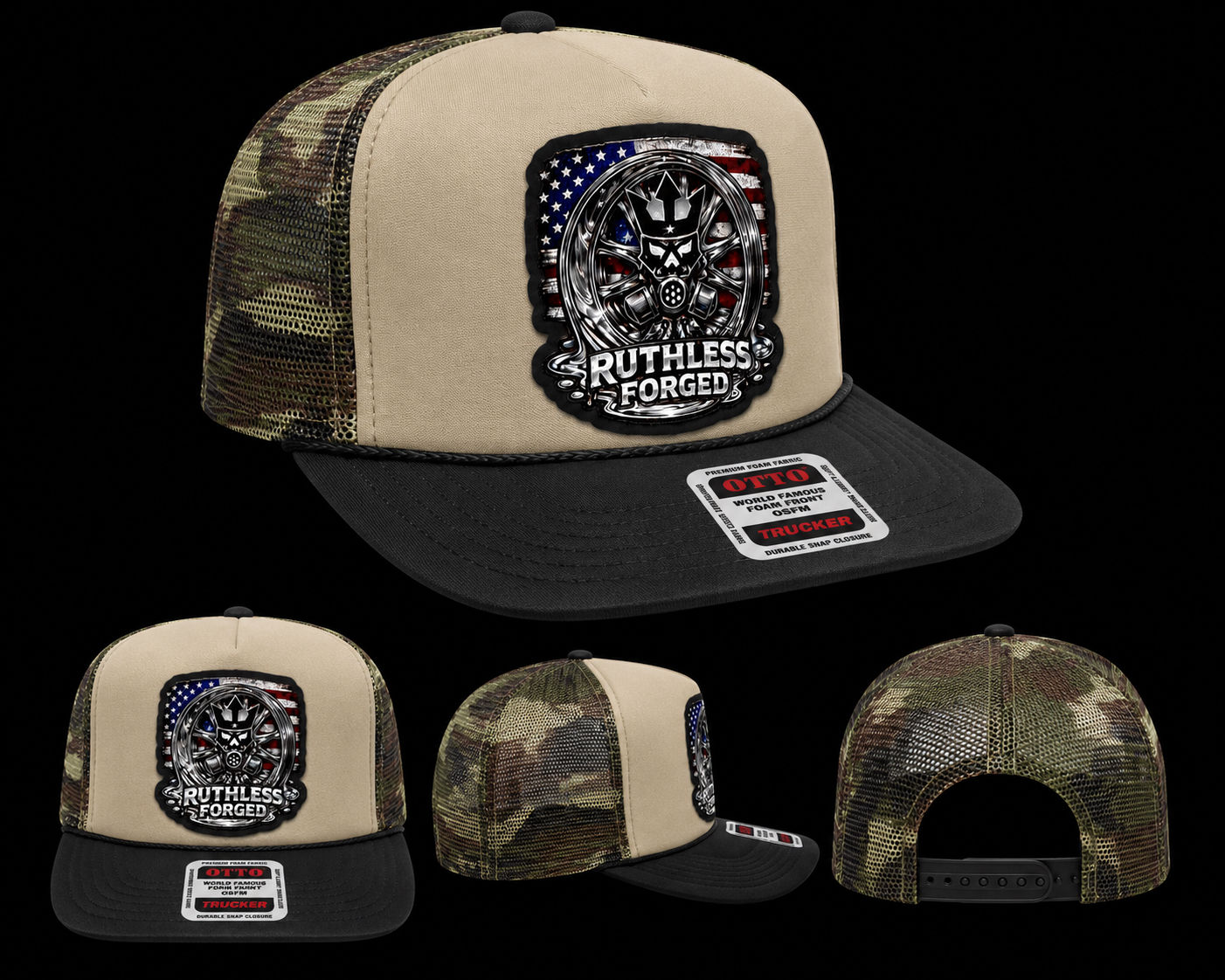 Ruthless - Tan/Camo Foam American Hat