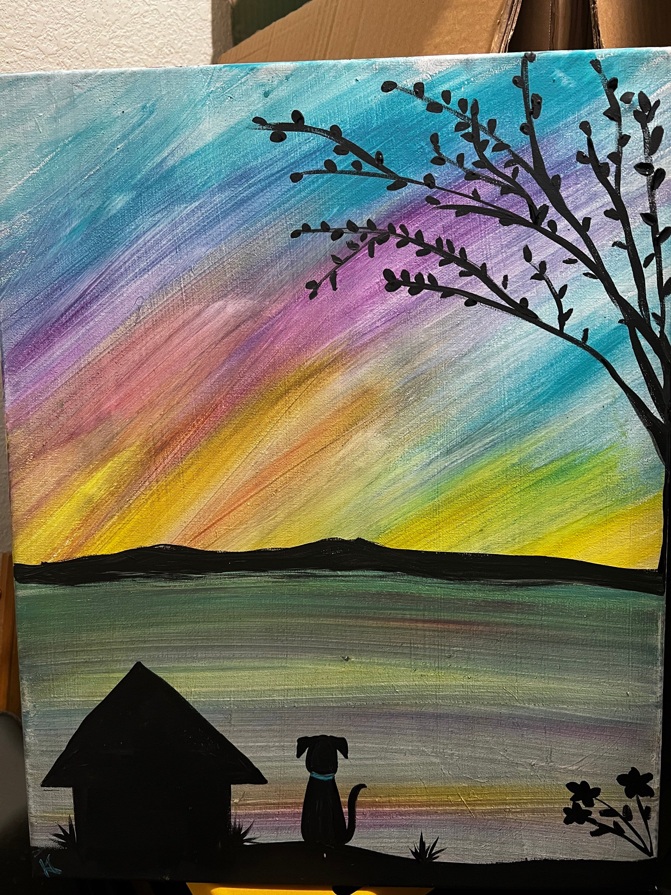 Copy of Silhouette Dog in Sunset - animal, water, landscape