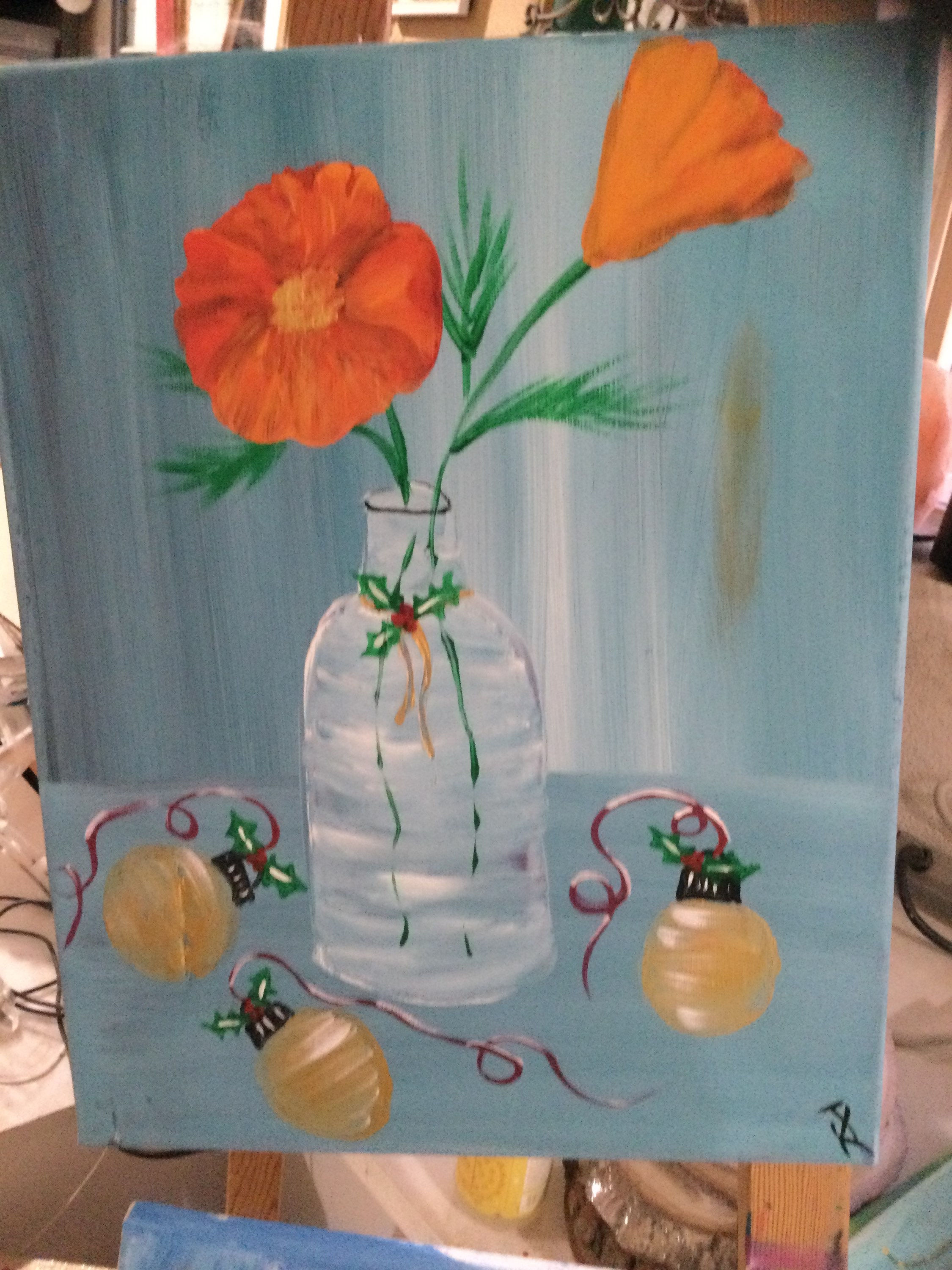 Poppys at Christmas- flowers, holiday, Christmas, winter, spring