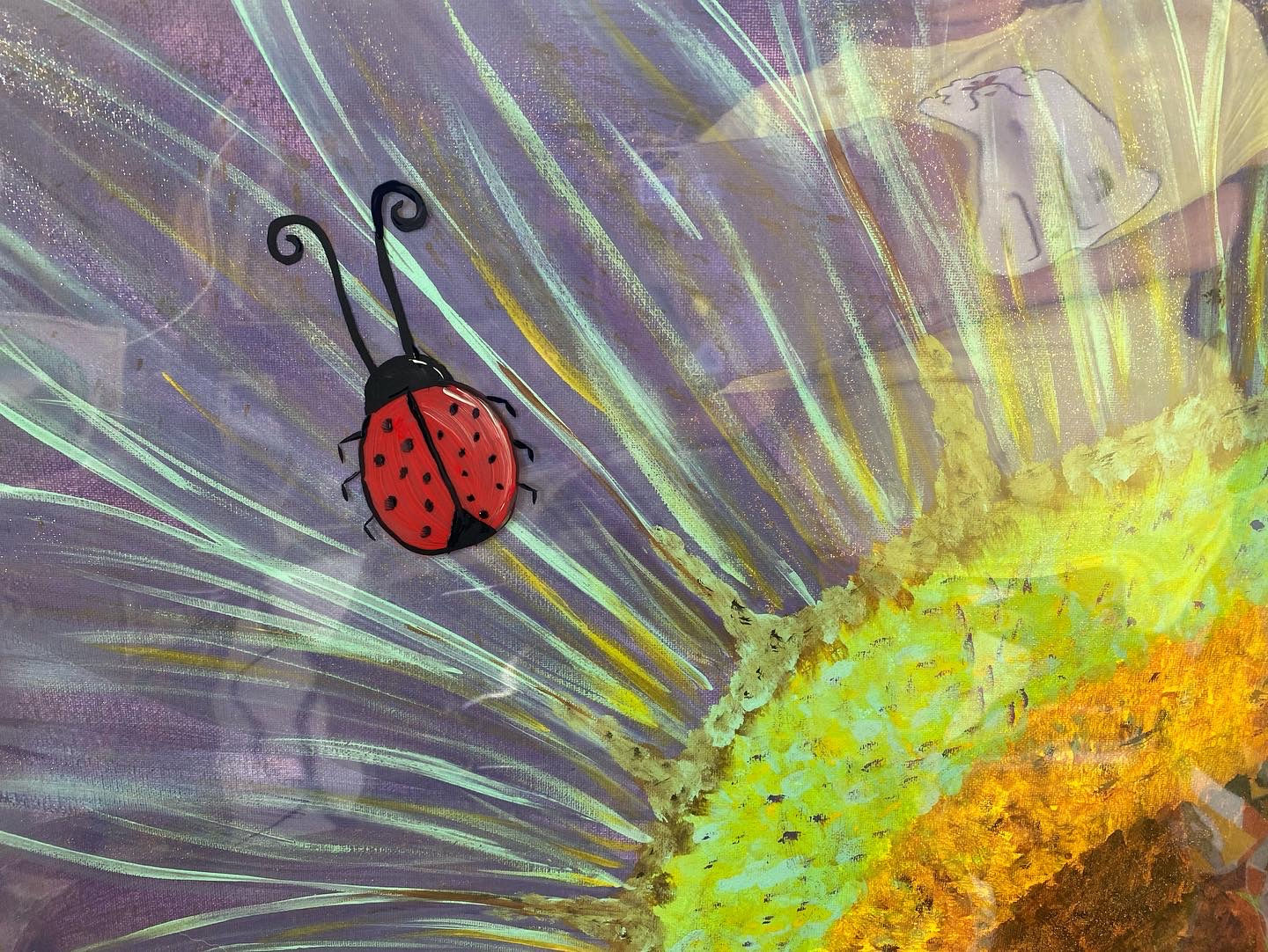 Purple Flower - lady bug, bug, animal