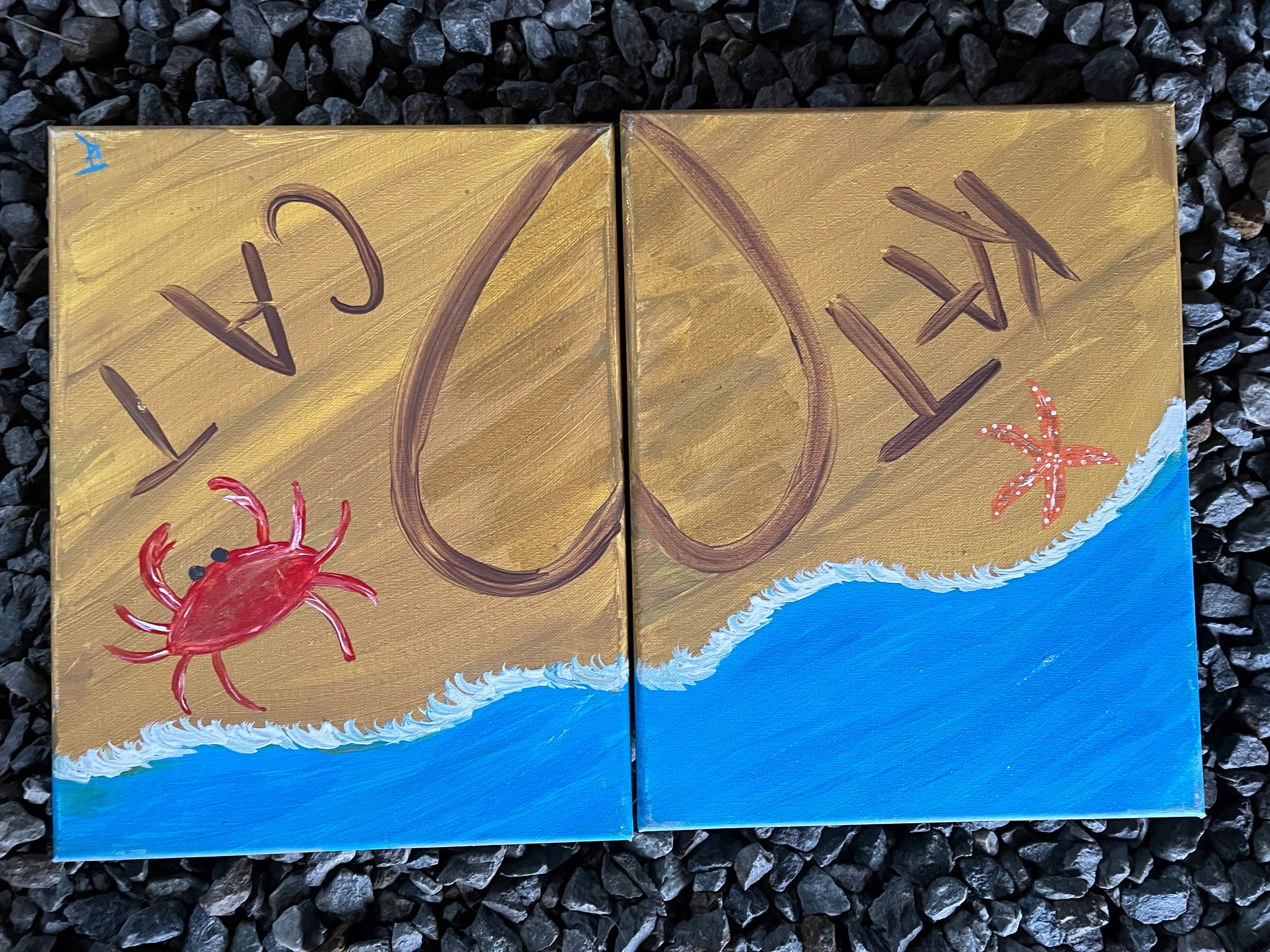 Two Canvas Beach - beach, sand, animal, water, Valentine’s Day, holiday