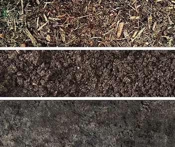 Soil layers: Mulch, Organic Compost and Native Soil