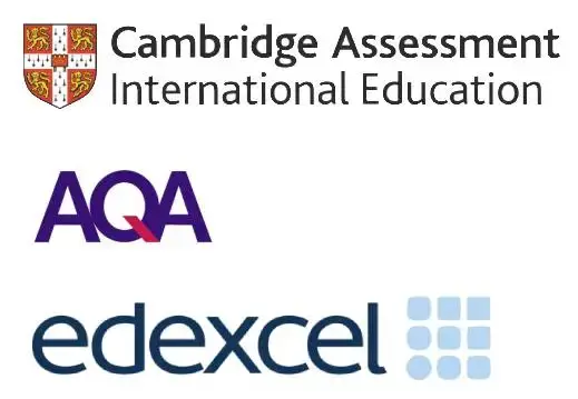 Three A-level exam board logos