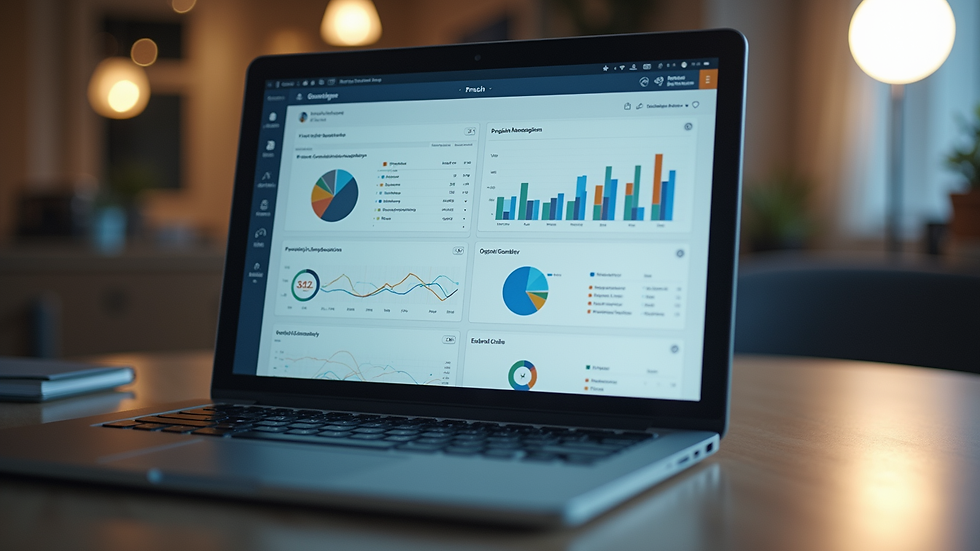 Eye-level view of a laptop screen displaying a digital project management dashboard