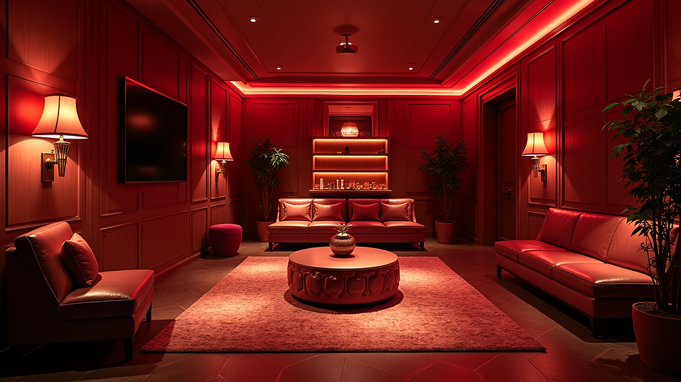 Eye-level view of a luxurious private room in a high-end entertainment venue