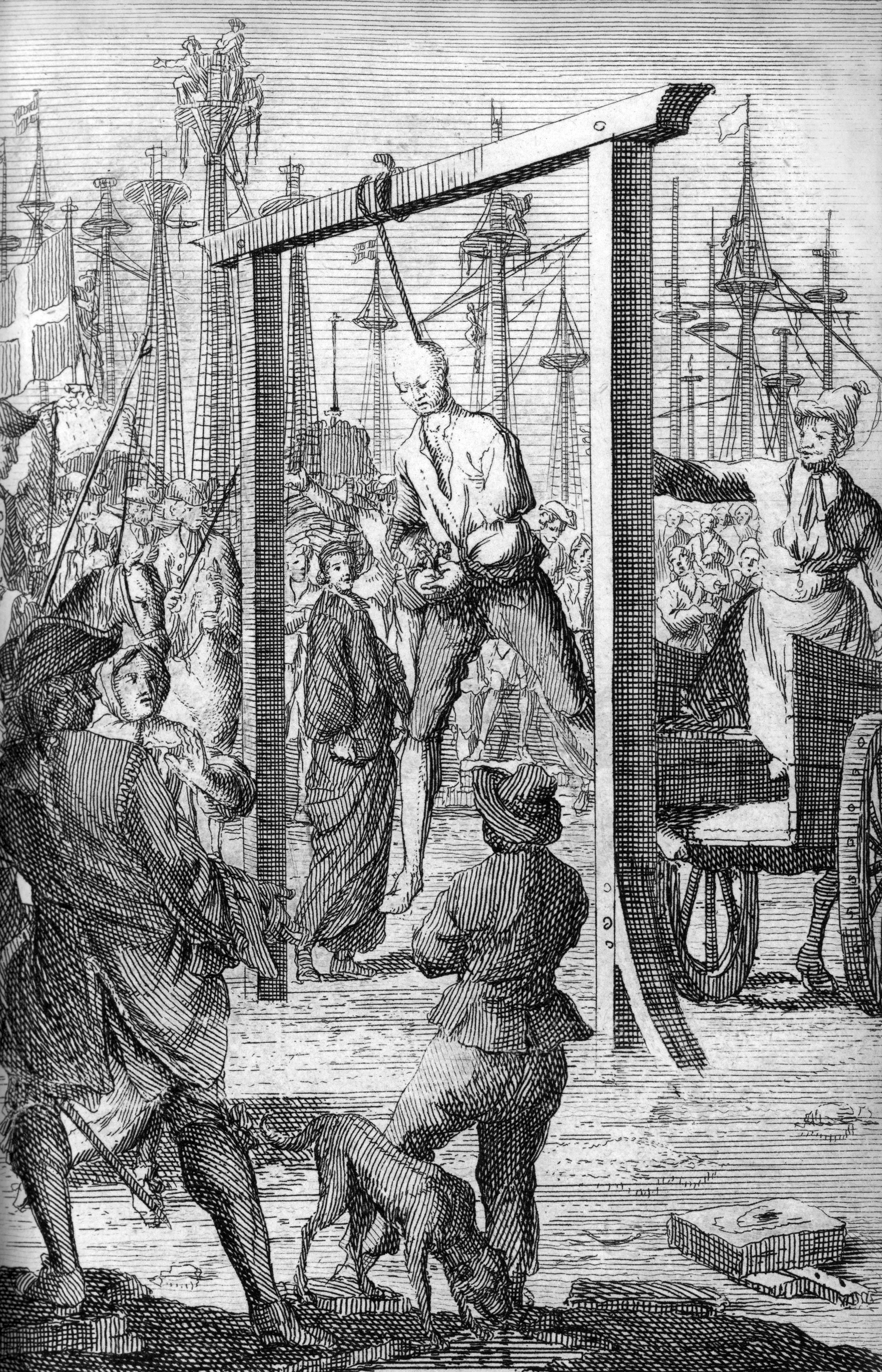 The Gentleman Pirate was hanged at the Charleston waterfront.