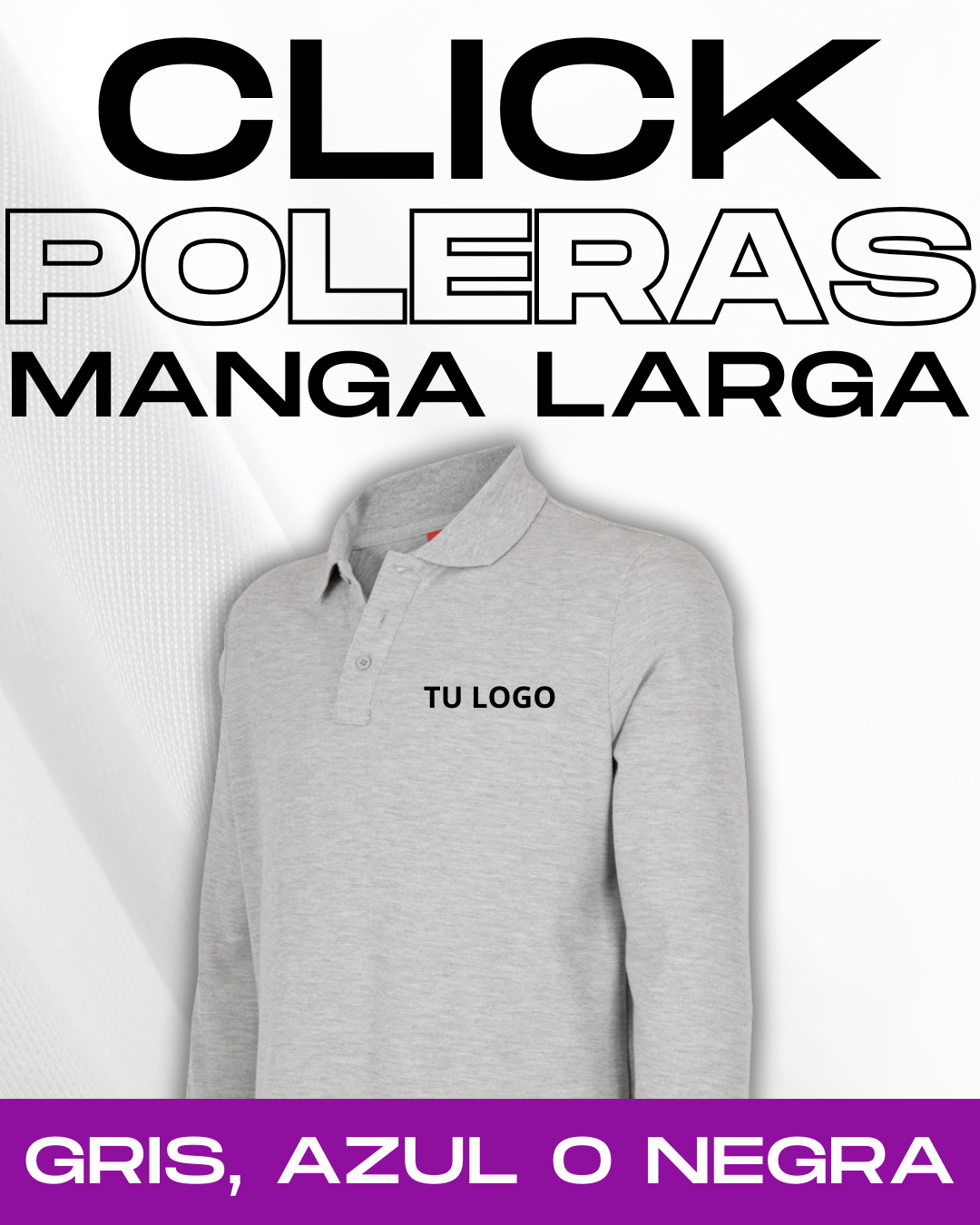 Pack Poleras Piqué Manga Larga con Bordado y Despacho Gratis en el Gran Santiago