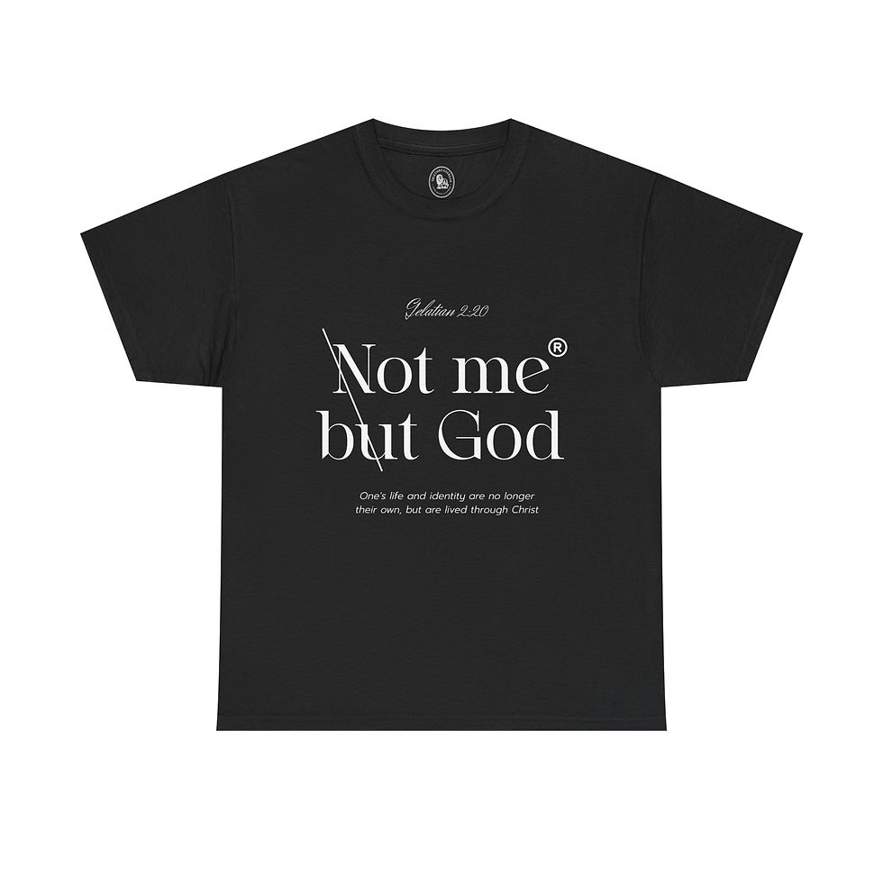 Black t-shirt with text: Not me but God, Reminder Trust the Lord. Truethreadswear.