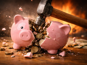 spaarvarken kapot geslagen