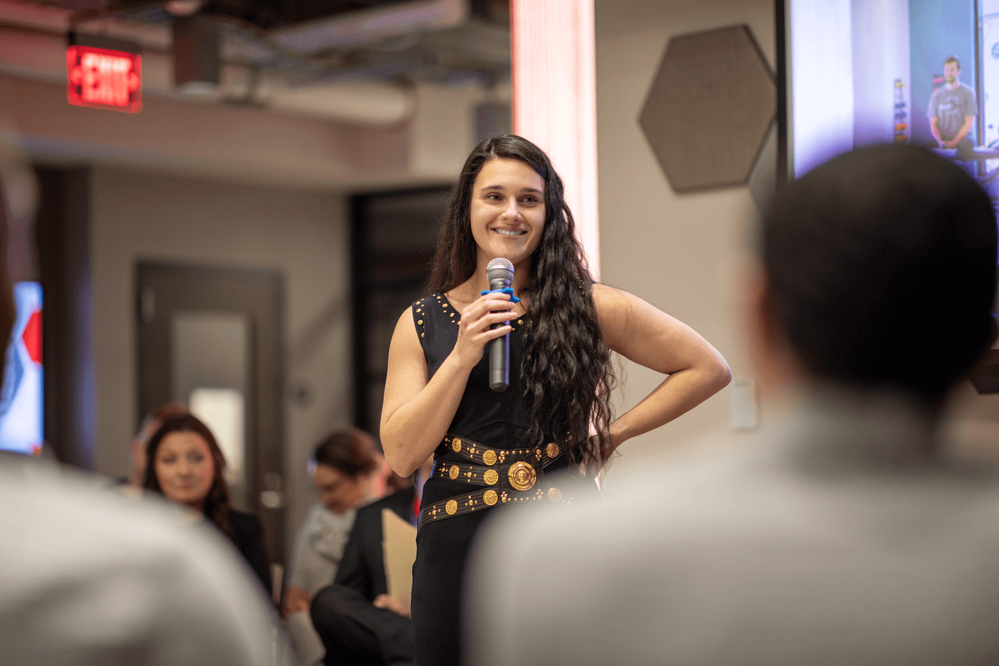PTA Pinning Ceremony student speaker addresses a crowd.