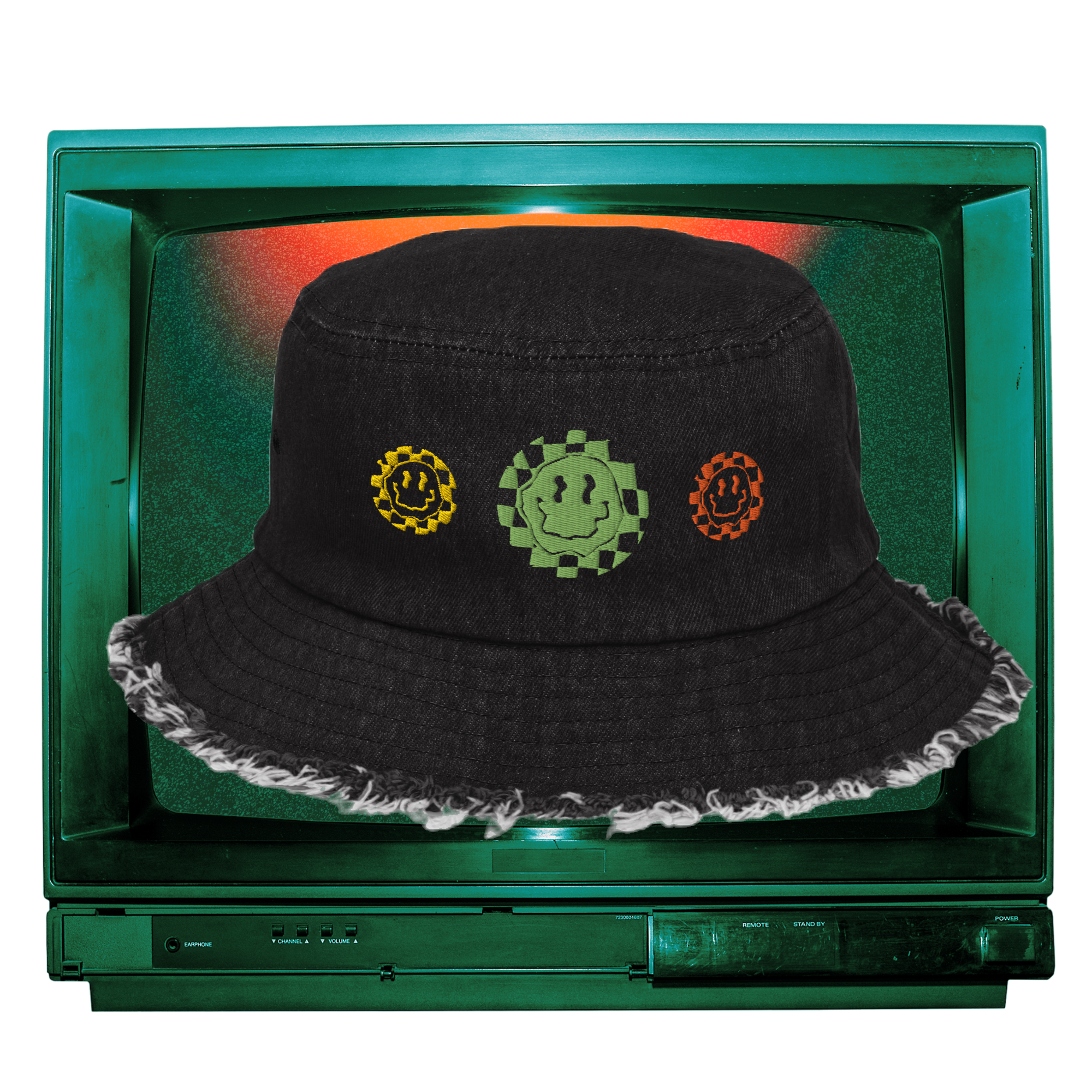 SMILE: Distressed Denim Bucket Hat bucket hat