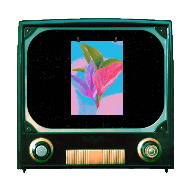 tv showing art prints