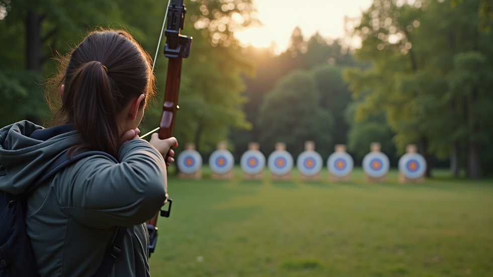 Eye-level view of archery range with targets set up for practice
