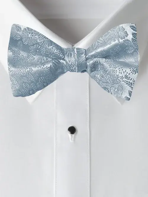 Light Blue Floral Bow Tie