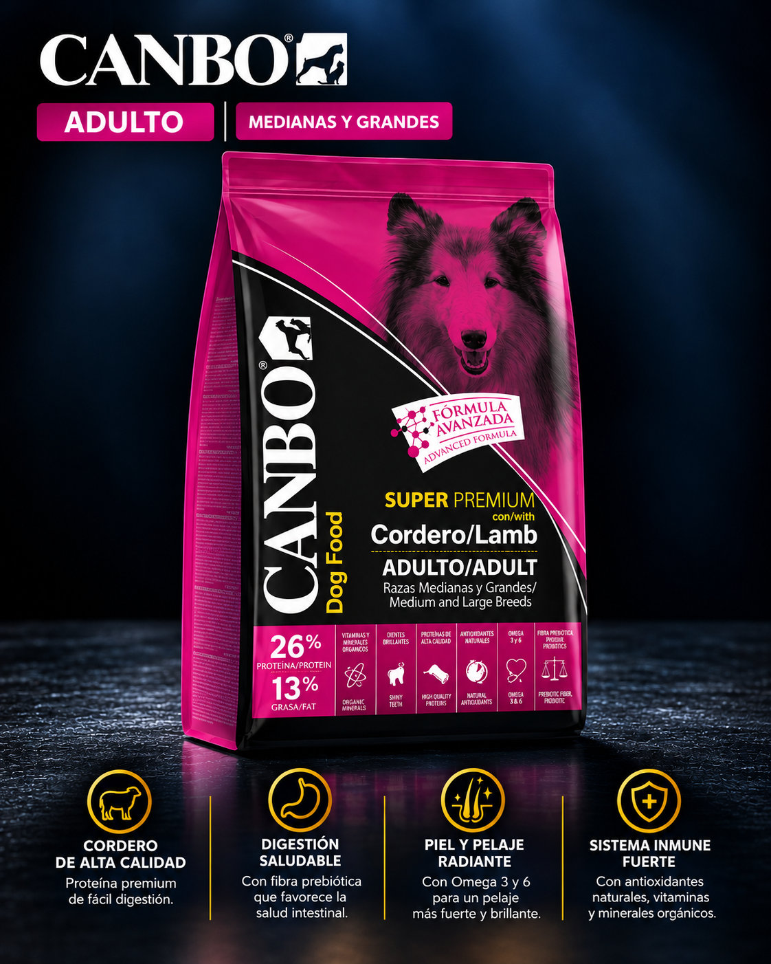 Canbo Dog con Cordero Razas Medianas y Grandes Adulto | Comida para perros