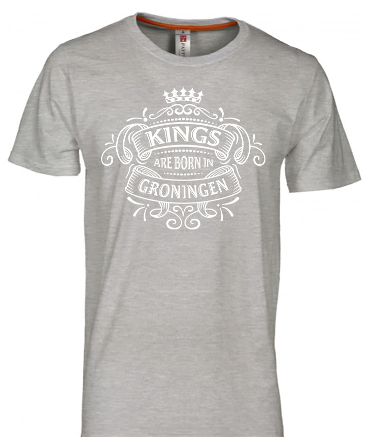 GRONINGEN T-shirt Kings Wit op Grijs Her