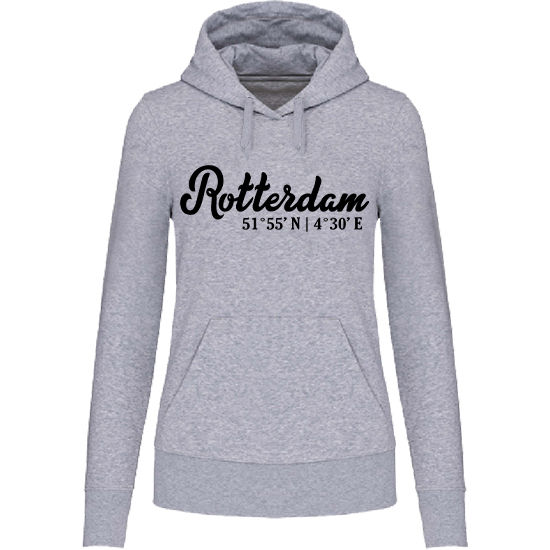 Hoodie ROTTERDAM Co zwart op grijs Dames