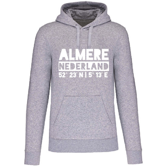 Hoodie ALMERE NL wit op grijs Heren