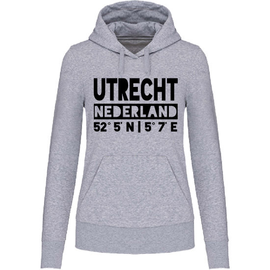 Hoodie UTRECHT NL zwart op grijs Dames