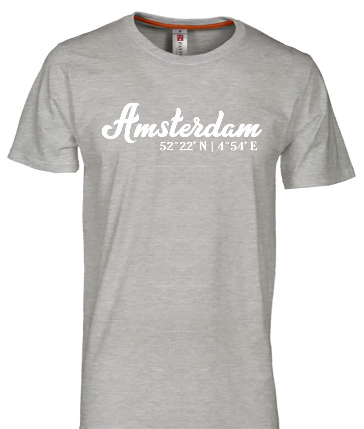 Thumbnail: T-shirt AMSTERDAM coördinaten Wit Heren