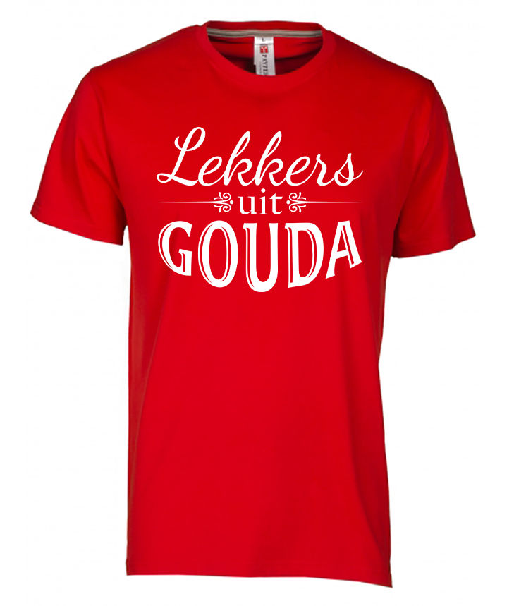 Thumbnail: T-shirt GOUDA Lekkers Wit Heren