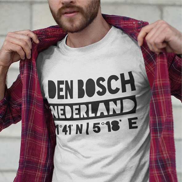 Thumbnail: T-shirt DEN BOSCH NL coördinaten Zwart Heren