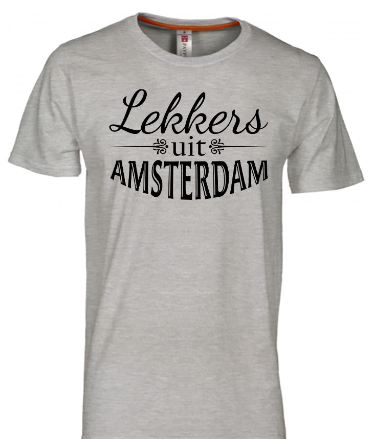 T-shirt AMSTERDAM Lekkers Zwart op Grijs
