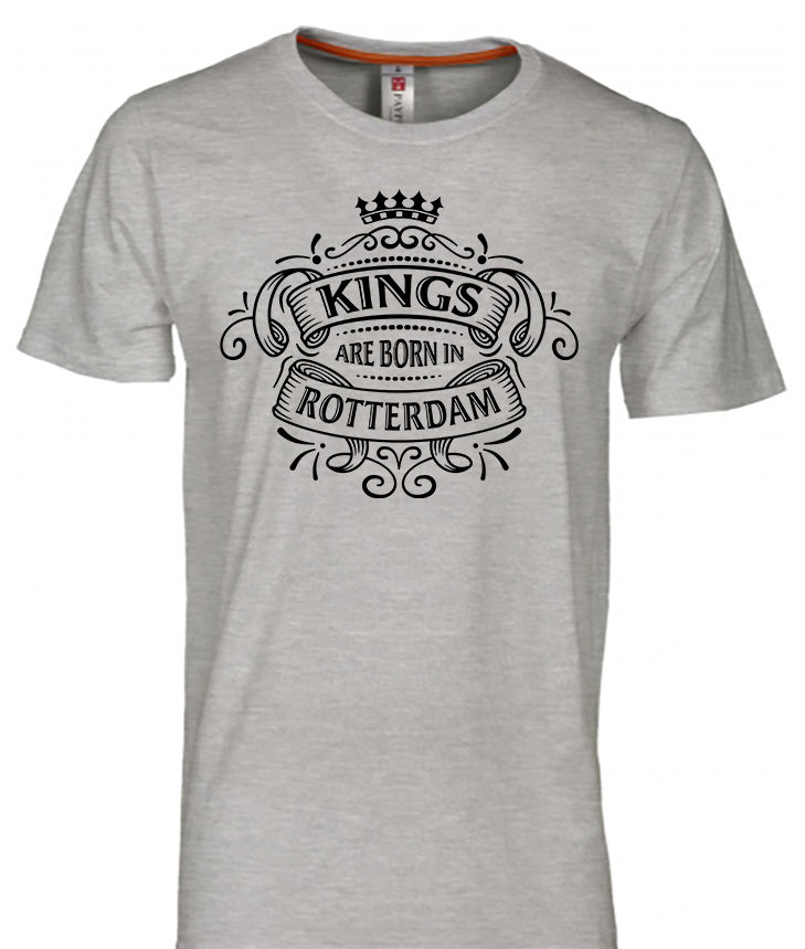 T-shirt ROTTERDAM Kings Zwart op Grijs H