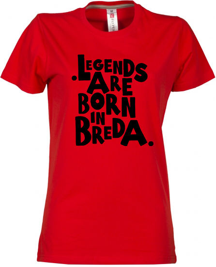 Dames T-shirt Breda Legends Zwart op Roo