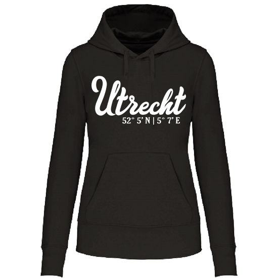Hoodie UTRECHT Co wit op zwart Dames