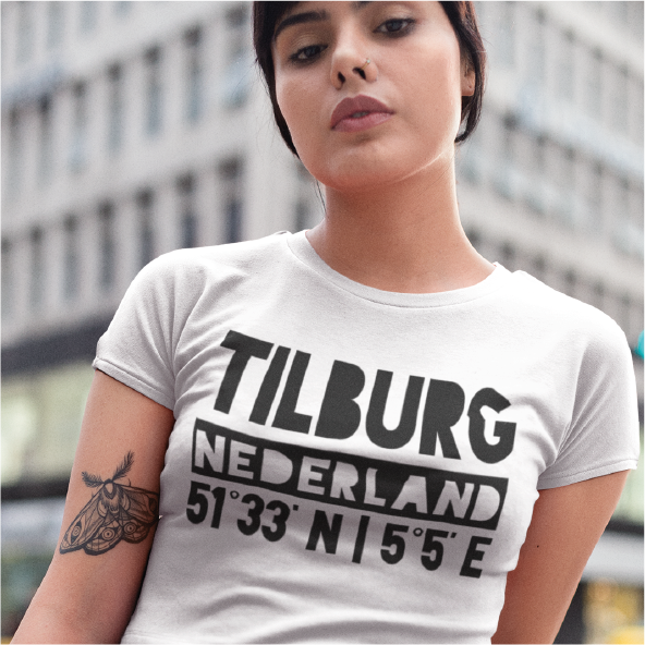 Thumbnail: T-shirt TILBURG NL coördinaten Zwart Dames