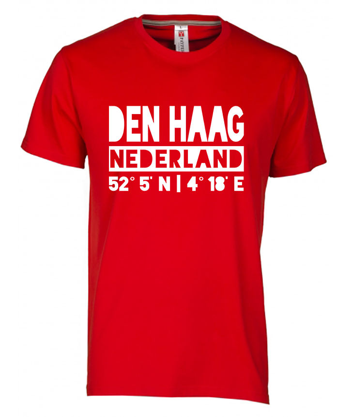 Thumbnail: T-shirt DEN HAAG NL coördinaten Wit Heren