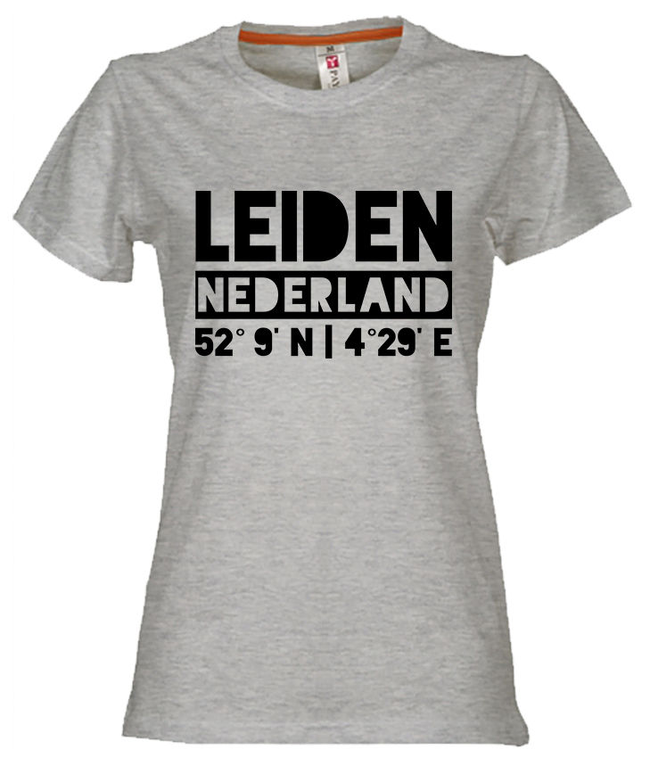 Thumbnail: T-shirt LEIDEN NL coördinaten Zwart Dames