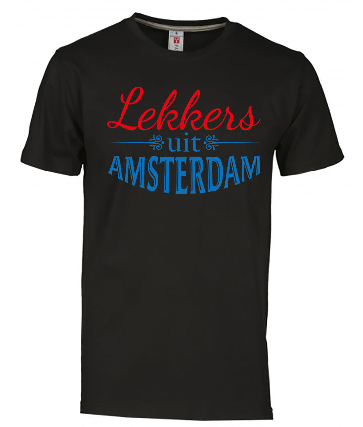 T-shirt AMSTERDAM Lekkers Multi op Zwart
