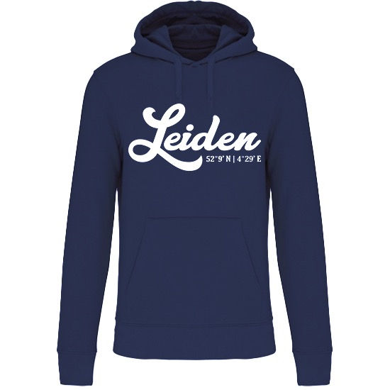 Hoodie LEIDEN Co wit op blauw Heren