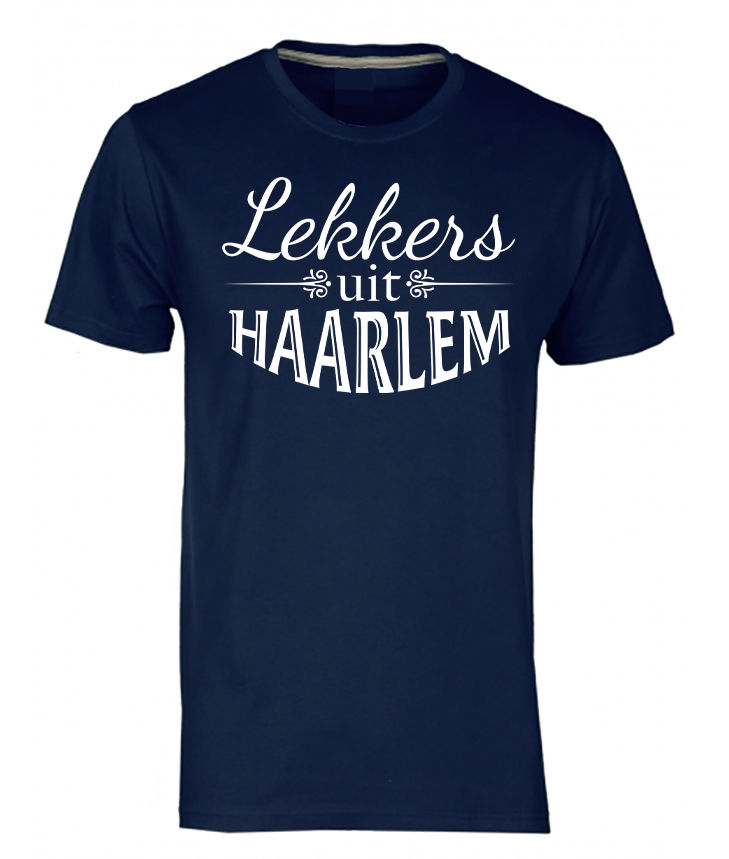 Haarlem T-shirt Lekkers Wit op Blauw Heren.jpg